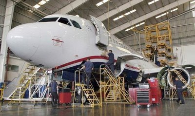 Airliner in maintenance
